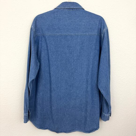 Bobbie Brooks Womens Vintage Button Down Shirt Size L Chambray Embroid Holiday - Picture 3 of 5